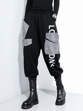 Splicing Print Casual Elastic Waist Pants